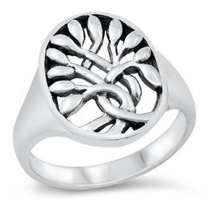 Sterling Silver Tree of Life Ring 925 Fashion Band